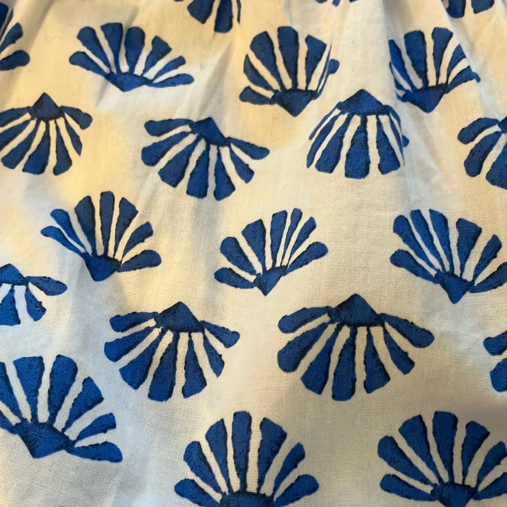 J Crew blue & white ginkgo pattern dress 10 EUC cottagecore
